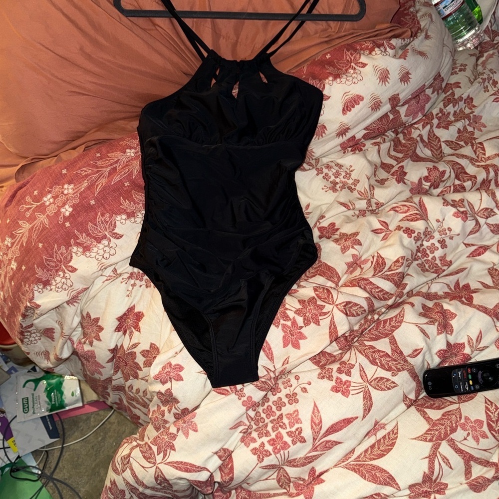 Black Strappy One-Piece Swimsuit